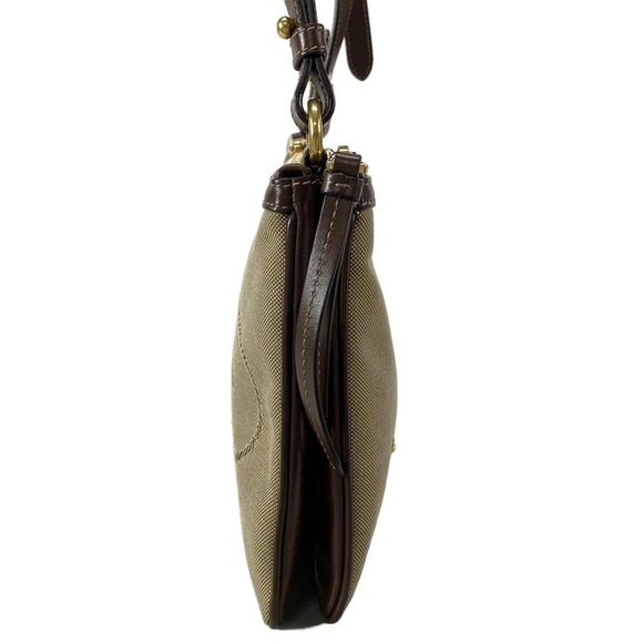 PRADA Logo Jacquard - Khaki Dark Brown Jacquard Leather Shoulder Bag 684-081625 - Picture 3 of 14